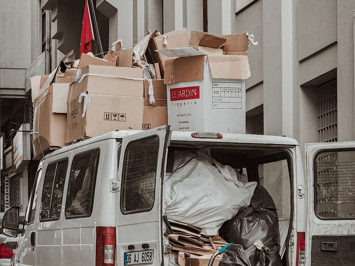 Furniture and household debris loaded for haul away